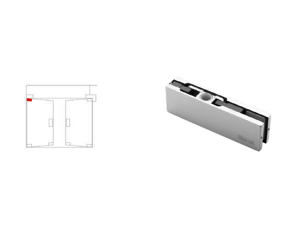 Cerniera Alto per Vetro DAGG880 2B mm.158x48x27 Inox Satinato | Meroni - immagine 2